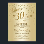 Überraschung 30. Geburtstag Party - Gold Einladung<br><div class="desc">Überraschung 30. Geburtstag Party Einladung Elegantes Design mit Imitaten Glitzer Gold. Enthält Skript-Schriftart und Konfetti. Feiert bis 30 Jahre! Melde mich,  wenn du ein Alter brauchst.</div>