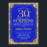 Überraschung 30. Geburtstag Party - Gold Royal Blu Einladung<br><div class="desc">Überraschung 30. Geburtstag Feier Einladung. Elegantes Design in königsblau und Imitate Glitzer Gold Muster. Funktioniert mit elegantem Script-Schriftart. Nachricht,  wenn Sie weitere Anpassungen benötigen.</div>