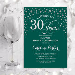 Überraschung 30. Geburtstag Party - Grünes Silber Einladung<br><div class="desc">Überraschung 30. Geburtstag Party Einladung. Elegantes Design in smaragdgrün und Imitate Glitzer Silber. Enthält Skript-Schriftart und Diamanten Konfetti. Feiert bis 30 Jahre! Nachricht,  wenn Sie weitere Anpassungen benötigen.</div>