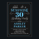 Überraschung 30. Geburtstag Party - Schwarz Blau Einladung<br><div class="desc">Überraschung 30. Geburtstag Party Einladung. Einfaches Design in Schwarz,  Blau und Weiß. Funktioniert mit elegantem Script-Schriftart. Überraschende Feier für Mann oder Frau. Kann in jedem Alter angepasst werden!</div>