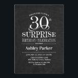 Überraschung 30. Geburtstag Party - Schwarz-weiß Einladung<br><div class="desc">Rustikale Überraschung 30. Geburtstag Feier Einladung. Elegantes Design in weißer und schwarzer Tafel und Imitaten Glitzer goldenes Muster. Funktioniert mit elegantem Script-Schriftart. Nachricht,  wenn Sie weitere Anpassungen benötigen.</div>