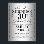 Überraschung 30. Geburtstag Party - Silber Einladung<br><div class="desc">Überraschung 30. Geburtstag Party Einladung. Einfaches Design in Silber und Schwarz. Mit Imitaten silberne Folienmuster und elegantem Schriftart. Überraschende Feier für Mann oder Frau. Kann in jedem Alter angepasst werden!</div>