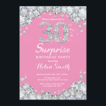 Überraschung 30. Geburtstag Pink und Silver Diamon Einladung<br><div class="desc">Überraschung 30. Geburtstag Einladung. Rosa und silber Kristall Diamond Chalkboard Hintergrund. Eleganter Geburtstag Bash einladen. Schwarz und Weiß. Erwachsener zum Geburtstag. Frauen zum Geburtstag. Männer zum Geburtstag. Für weitere Anpassungen klicken Sie bitte auf die Schaltfläche "Anpassen" und verwenden Sie unser Designwerkzeug,  um diese Vorlage zu ändern.</div>
