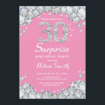 Überraschung 30. Geburtstag Pink und Silver Diamon Einladung<br><div class="desc">Überraschung 30. Geburtstag Einladung. Rosa und silber Kristall Diamond Chalkboard Hintergrund. Eleganter Geburtstag Bash einladen. Schwarz und Weiß. Erwachsener zum Geburtstag. Frauen zum Geburtstag. Männer zum Geburtstag. Für weitere Anpassungen klicken Sie bitte auf die Schaltfläche "Anpassen" und verwenden Sie unser Designwerkzeug,  um diese Vorlage zu ändern.</div>