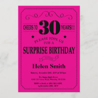 Überraschung 30. Geburtstag Schwarz und Hot Pink