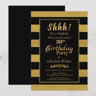 Überraschung 30. Geburtstag Schwarzes Party Einladung