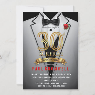 Überraschung 30. Geburtstag Tuxedo Einladung