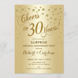 Überraschung 30. Hochzeitstag - Gold Einladung