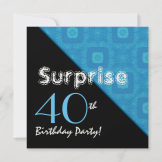 ÜBERRASCHUNG 40. Geburtstag Aqua Diagonal Muster W Einladung