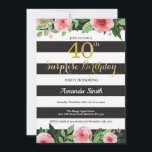Überraschung 40. Geburtstag Einladung Frauen Flora<br><div class="desc">Überraschung 40. Geburtstag Einladung für Frauen. Black and Gold Geburtstagsparty Einladung. Gold Glitzer. Rosa Aquarell Floral Blume. Schwarze und weiße Streifen. Printable Digital.
Für weitere Anpassungen klicken Sie bitte auf die Schaltfläche "Anpassen" und verwenden Sie unser Designwerkzeug,  um diese Vorlage zu ändern.</div>