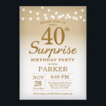 Überraschung 40. Geburtstag Einladung Gold<br><div class="desc">Überraschung 40. Geburtstag Einladung mit Gold String Lights. Gold Geburtstag. Erwachsener Geburtstag. Männer oder Frauen laden ein. 13. 15. 16. 18. 20. 21. 30. 40. 50. 60. 70. 80. 90. 100. Jegliches Alter. Für weitere Anpassungen klicken Sie bitte auf die Schaltfläche "Anpassen" und verwenden Sie unser Designwerkzeug, um diese Vorlage...</div>