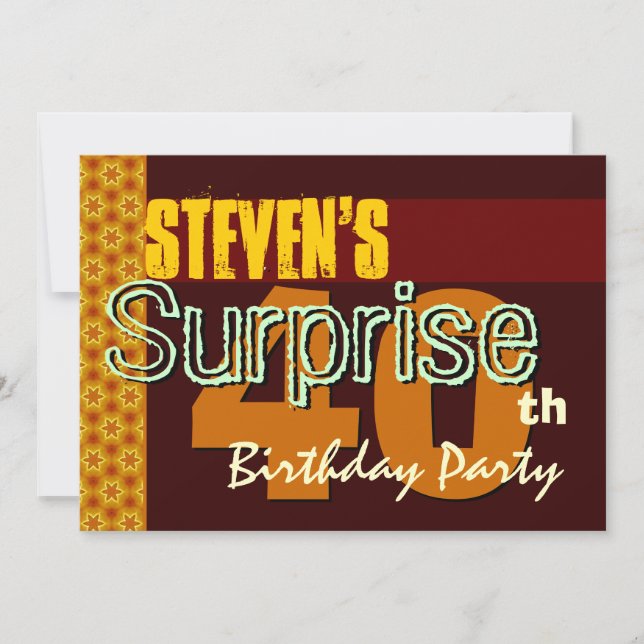 Überraschung 40. Geburtstag Gold und Schokoladenst Einladung (Vorderseite)