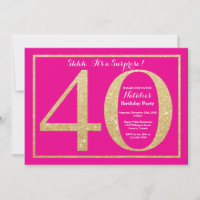 Überraschung 40. Geburtstag Hot Pink und Gold Glit