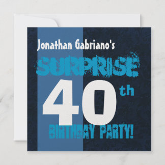 ÜBERRASCHUNG 40. Geburtstag Modernes Blau W566 Einladung