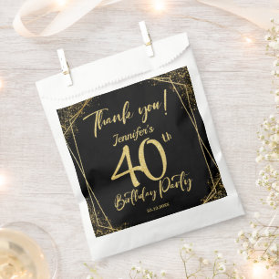 Überraschung 40. Geburtstag Party Black & Gold Gli Geschenktütchen
