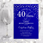 Überraschung 40. Geburtstag Party - Royal Blue Sil Einladung<br><div class="desc">Überraschung 40. Geburtstag Party Einladung. Elegantes Design in königsblau und Imitate Glitzer Silber. Enthält Skript-Schriftart und Diamanten Konfetti. Feiert bis 40 Jahre! Nachricht,  wenn Sie weitere Anpassungen benötigen.</div>