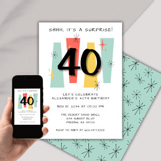 Überraschung 40. Geburtstag Retro Mittelalter Jahr Einladung