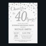 Überraschung 40. Geburtstag Silver Glitzer Diamond Einladung<br><div class="desc">Überraschung 40. Geburtstag Einladung mit Silver Glitzer Diamond Hintergrund. Silver Confetti. Erwachsener Geburtstag. Männer oder Frauen zum Geburtstag. Für weitere Anpassungen klicken Sie bitte auf die Schaltfläche "Anpassen" und verwenden Sie unser Designwerkzeug,  um diese Vorlage zu ändern.</div>