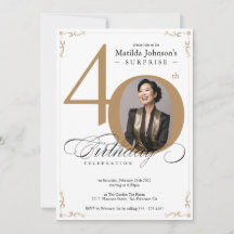 Überraschung 40. Geburtstag White Gold Elegant Cus