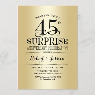 Überraschung 45. Hochzeitstag - Gold Einladung