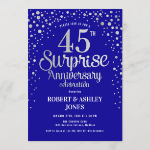 Überraschung 45 Jahre alt - Sapphire Blue & Silver Einladung