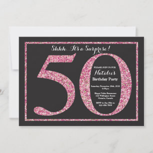Überraschung 50. Geburtstag Einladung Pink Glitzer