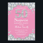 Überraschung 50. Geburtstag Pink und Silver Diamon Einladung<br><div class="desc">Überraschung 50. Geburtstag Einladung. Rosa und silber Kristall Diamond Rot Hintergrund. Eleganter Geburtstag Bash einladen. Erwachsener zum Geburtstag. Frauen zum Geburtstag. Männer zum Geburtstag. Für weitere Anpassungen klicken Sie bitte auf die Schaltfläche "Anpassen" und verwenden Sie unser Designwerkzeug,  um diese Vorlage zu ändern.</div>