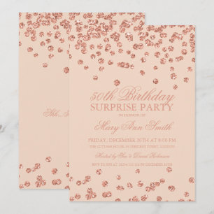 Überraschung 50. Geburtstag Rose Gold Glitzer Blus Einladung