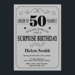 Überraschung 50. Geburtstag Schwarz und Silbergrau Einladung<br><div class="desc">Überraschung 50. Geburtstag Einladung Schwarz und Silver Gray Typografie. Schwarz und Silber Grau Hintergrund. Erwachsener zum Geburtstag. Männer oder Frauen zum Geburtstag. Kinder Junge oder Mädchen Lady Teen Teenage Bday einladen. 13. 15. 16. 18. 20. 21. 30. 40. 50. 60. 70. 80. 90. Jedes Alter. Für weitere Anpassungen klicken Sie...</div>