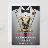 Überraschung 50. Geburtstag Tuxedo Einladung