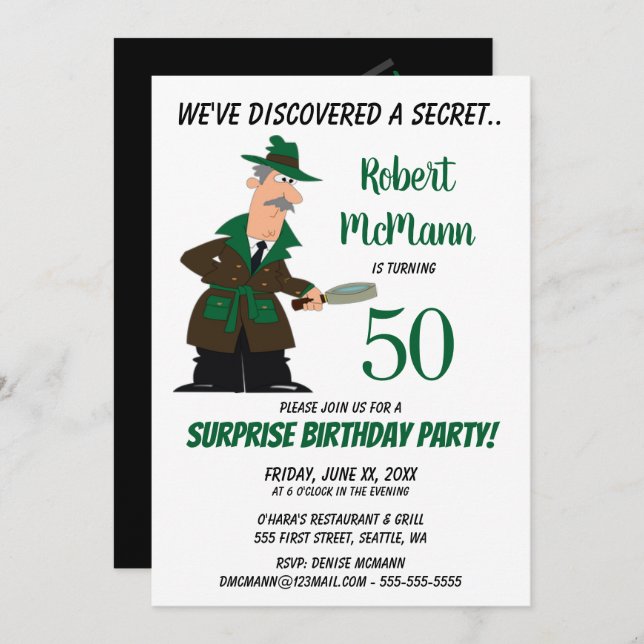 Überraschung 50. Geburtstagsparty Einladung - Gehe (Vorne/Hinten)