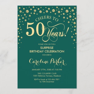 Überraschung 50. Geburtstagsparty - Emerald Green  Einladung
