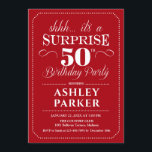Überraschung 50. Geburtstagsparty - Red White Einladung<br><div class="desc">Überraschung 50. Geburtstagsparty Einladung. Einfaches Design in dunkelrot und weiß. Funktioniert mit elegantem Script-Schriftart. Überraschende Feier für Mann oder Frau. Kann in jedem Alter angepasst werden!</div>