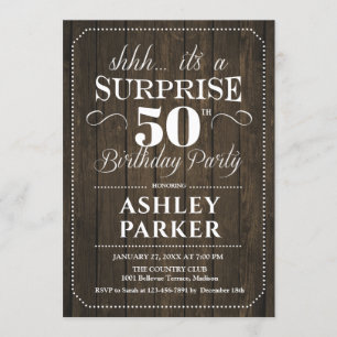 Überraschung 50. Geburtstagsparty - Rustikales Hol Einladung