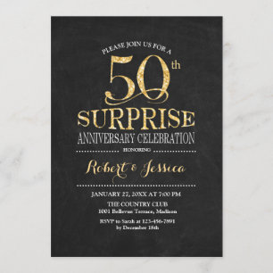 Überraschung 50. Hochzeitstag Kreidetafel Gold Einladung