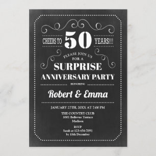 Überraschung 50 Jahre Party - Chalkboard Einladung