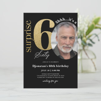 Überraschung 60. Black Gold Geburtstag Einladung F