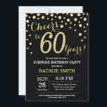 Überraschung 60. Geburtstag Black und Gold Diamond Einladung<br><div class="desc">Überraschung 60. Geburtstag Einladung mit Black und Gold Glitzer Diamond Hintergrund. Gold Confetti. Erwachsener Geburtstag. Männer oder Frauen zum Geburtstag.
Für weitere Anpassungen klicken Sie bitte auf die Schaltfläche "Anpassen" und verwenden Sie unser Designwerkzeug,  um diese Vorlage zu ändern.</div>