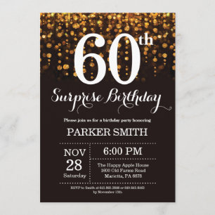 Überraschung 60. Geburtstag Einladung Gold Glitzer