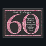 Überraschung 60. Geburtstag Einladung Pink Glitzer<br><div class="desc">Überraschung 60. Geburtstag Einladung. Schwarz und Rosa Glitzer Geburtstagsparty Einladung mit Chalkboard Hintergrund. Überraschung Geburtstag. Erwachsener Geburtstag. Männer oder Frauen schnappen Party.
Für weitere Anpassungen klicken Sie bitte auf die Schaltfläche "Anpassen" und verwenden Sie unser Designwerkzeug,  um diese Vorlage zu ändern.</div>