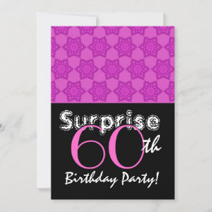 ÜBERRASCHUNG 60. Geburtstag Magenta-Sterne Einladung