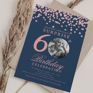 ÜBERRASCHUNG 60 Geburtstag Rose Gold Confetti Mari Einladung