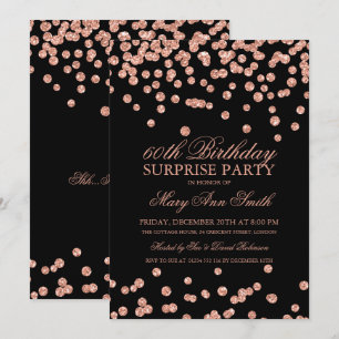 Überraschung 60. Geburtstag Rose Gold Glitzer Conf Einladung