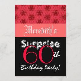 ÜBERRASCHUNG 60. Geburtstag Rot und Schwarze Stern Einladung