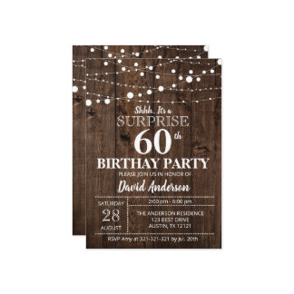 Überraschung 60. Geburtstag Rustikal Einladung