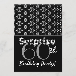 ÜBERRASCHUNG 60. Geburtstag Silber und Schwarze St Einladung