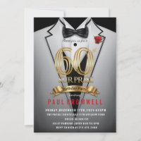 Überraschung 60. Geburtstag Tuxedo Einladung
