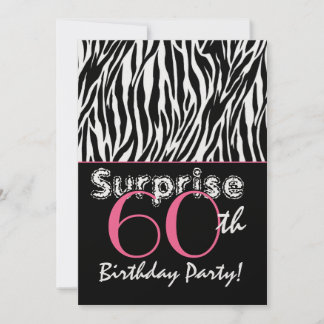 ÜBERRASCHUNG 60. Geburtstag Zebrastreifen Schwarz- Einladung