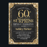 Überraschung 60. Geburtstagsparty - Gold Black Einladung<br><div class="desc">Überraschung 60. Geburtstag Feier Einladung. Elegantes Design in Schwarz und Imitat Glitzer Gold Muster. Funktioniert mit elegantem Script-Schriftart. Nachricht,  wenn Sie weitere Anpassungen benötigen.</div>