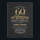 Überraschung 60. Geburtstagsparty - Gold Black Einladung<br><div class="desc">Rustikale Überraschung 60. Geburtstag Feier Einladung. Elegantes Design in schwarzer Tafel und Imitaten Glitzer goldenes Muster. Funktioniert mit elegantem Script-Schriftart. Nachricht,  wenn Sie weitere Anpassungen benötigen.</div>